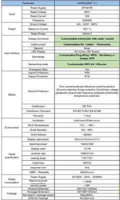 3 fazlı araba EVSE EV şarj cihazı LED Seviye 2 CCS araba şarj cihazı Elektrikli arabalar için